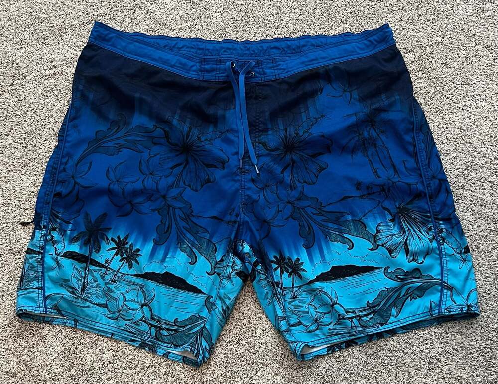 Roundtree & Yorke Men's Tropical Print Swim Trunks Size 3XB (3XL)